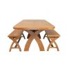 Country Oak 280cm Extending Cross Leg Oval Table and 2 160cm Cross Leg Bench Set - 6