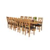 Country Oak 280cm Extending Cross Leg Square Table and 10 Grasmere Brown Leather Chairs - 2