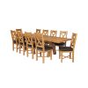Country Oak 280cm Extending Cross Leg Square Table and 10 Grasmere Brown Leather Chairs - 3