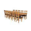 Country Oak 280cm Extending Cross Leg Square Table and 10 Grasmere Brown Leather Chairs - 4