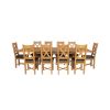 Country Oak 280cm Extending Cross Leg Square Table and 10 Grasmere Brown Leather Chairs - 5