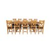 Country Oak 280cm Extending Cross Leg Square Table and 10 Grasmere Brown Leather Chairs - 6