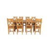 Country Oak 280cm Extending Cross Leg Square Table and 8 Grasmere Timber Seat Chairs - 5