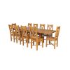 Country Oak 280cm Extending Cross Leg Square Table and 10 Grasmere Timber Seat Chairs - 3
