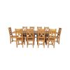 Country Oak 280cm Extending Cross Leg Square Table and 10 Grasmere Timber Seat Chairs - 5