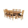 Country Oak 280cm Extending Cross Leg Square Table and 8 Windermere Brown Leather Chairs - 2