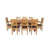 Country Oak 280cm Extending Cross Leg Square Table and 8 Windermere Brown Leather Chairs - 4