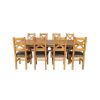 Country Oak 280cm Extending Cross Leg Square Table and 8 Windermere Brown Leather Chairs - 5