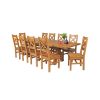 Country Oak 280cm Extending Cross Leg Square Table and 10 Windermere Timber Seat Chairs - 2