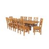 Country Oak 280cm Extending Cross Leg Square Table and 10 Windermere Timber Seat Chairs - 4