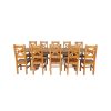 Country Oak 280cm Extending Cross Leg Square Table and 10 Windermere Timber Seat Chairs - 6