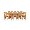 Country Oak 280cm Extending Cross Leg Square Table and 10 Windermere Timber Seat Chairs - 6