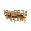 Country Oak 280cm Extending Cross Leg Square Table and 8 Chester Brown Leather Chairs - 2