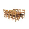 Country Oak 280cm Extending Cross Leg Square Table and 8 Chester Brown Leather Chairs - 3