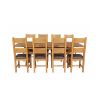 Country Oak 280cm Extending Cross Leg Square Table and 8 Chester Brown Leather Chairs - 4