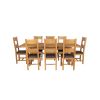 Country Oak 280cm Extending Cross Leg Square Table and 8 Chester Brown Leather Chairs - 5