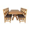 Country Oak 280cm Extending Cross Leg Square Table and 10 Chester Brown Leather Chairs - SPRING SALE - 5