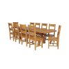 Country Oak 280cm Extending Cross Leg Square Table and 10 Chester Timber Seat Chairs - 3