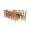 Country Oak 280cm Extending Cross Leg Square Table and 10 Chester Timber Seat Chairs - 3