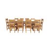 Country Oak 280cm Extending Cross Leg Square Table and 10 Chester Timber Seat Chairs - 4