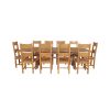 Country Oak 280cm Extending Cross Leg Square Table and 10 Chester Timber Seat Chairs - 4