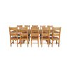 Country Oak 280cm Extending Cross Leg Square Table and 10 Chester Timber Seat Chairs - 5