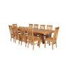 Country Oak 280cm Extending Cross Leg Square Table and 10 Chelsea Timber Seat Chairs - 3