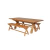 Country Oak 280cm Extending Cross Leg Table and 2 160cm Cross Leg Bench Set - 2