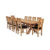 Country Oak 340cm Extending Cross Leg Oval Table and 10 Grasmere Brown Leather Chairs - SPRING SALE - 3