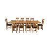 Country Oak 340cm Extending Cross Leg Oval Table and 10 Grasmere Brown Leather Chairs - SPRING SALE - 4