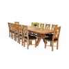 Country Oak 340cm Extending Cross Leg Oval Table and 12 Grasmere Brown Leather Chairs - 2