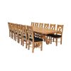 Country Oak 340cm Extending Cross Leg Oval Table and 12 Grasmere Brown Leather Chairs - 3