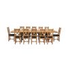 Country Oak 340cm Extending Cross Leg Oval Table and 12 Grasmere Brown Leather Chairs - 5