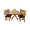 Country Oak 340cm Extending Cross Leg Oval Table and 12 Grasmere Brown Leather Chairs - 6