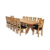 Country Oak 340cm Extending Cross Leg Oval Table and 12 Grasmere Brown Leather Chairs - 7