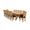 Country Oak 340cm Extending Cross Leg Oval Table and 12 Grasmere Brown Leather Chairs - 7