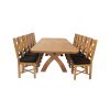 Country Oak 340cm Extending Cross Leg Oval Table and 12 Grasmere Brown Leather Chairs - 8