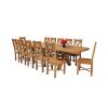 Country Oak 340cm Extending Cross Leg Oval Table and 12 Grasmere Timber Seat Chairs - 2