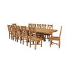 Country Oak 340cm Extending Cross Leg Oval Table and 12 Grasmere Timber Seat Chairs - 7