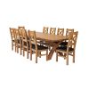 Country Oak 340cm Extending Cross Leg Oval Table and 10 Windermere Brown Leather Chairs - 2