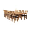 Country Oak 340cm Extending Cross Leg Oval Table and 10 Windermere Brown Leather Chairs - 3