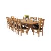 Country Oak 340cm Extending Cross Leg Oval Table and 12 Windermere Brown Leather Chairs - 2