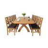 Country Oak 340cm Extending Cross Leg Oval Table and 12 Windermere Brown Leather Chairs - 6
