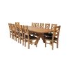 Country Oak 340cm Extending Cross Leg Oval Table and 12 Windermere Brown Leather Chairs - 7