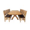 Country Oak 340cm Extending Cross Leg Oval Table and 12 Windermere Brown Leather Chairs - 8