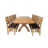 Country Oak 340cm Extending Cross Leg Oval Table and 12 Windermere Brown Leather Chairs - 8