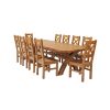 Country Oak 340cm Extending Cross Leg Oval Table and 10 Windermere Timber Seat Chairs - 3