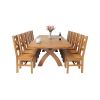 Country Oak 340cm Extending Cross Leg Oval Table and 12 Windermere Timber Seat Chairs - 6
