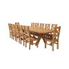 Country Oak 340cm Extending Cross Leg Oval Table and 12 Windermere Timber Seat Chairs - 7