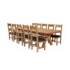 Country Oak 340cm Extending Cross Leg Oval Table and 10 Chester Brown Leather Chairs - 2